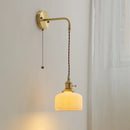 Axyaa Ceramic Copper LED Wall Lamp: Modern Style Pull Chain Switch Bathroom Mirror Lights