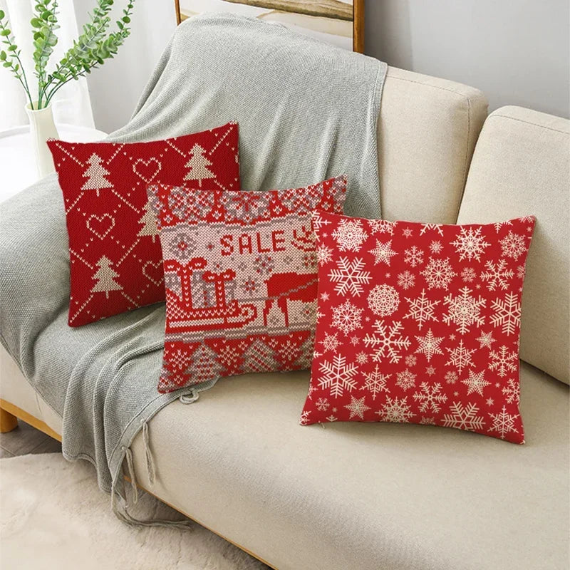 Axyaa Christmas Linen Pillowcase 45x45cm - Festive Home Decor & Gifts
