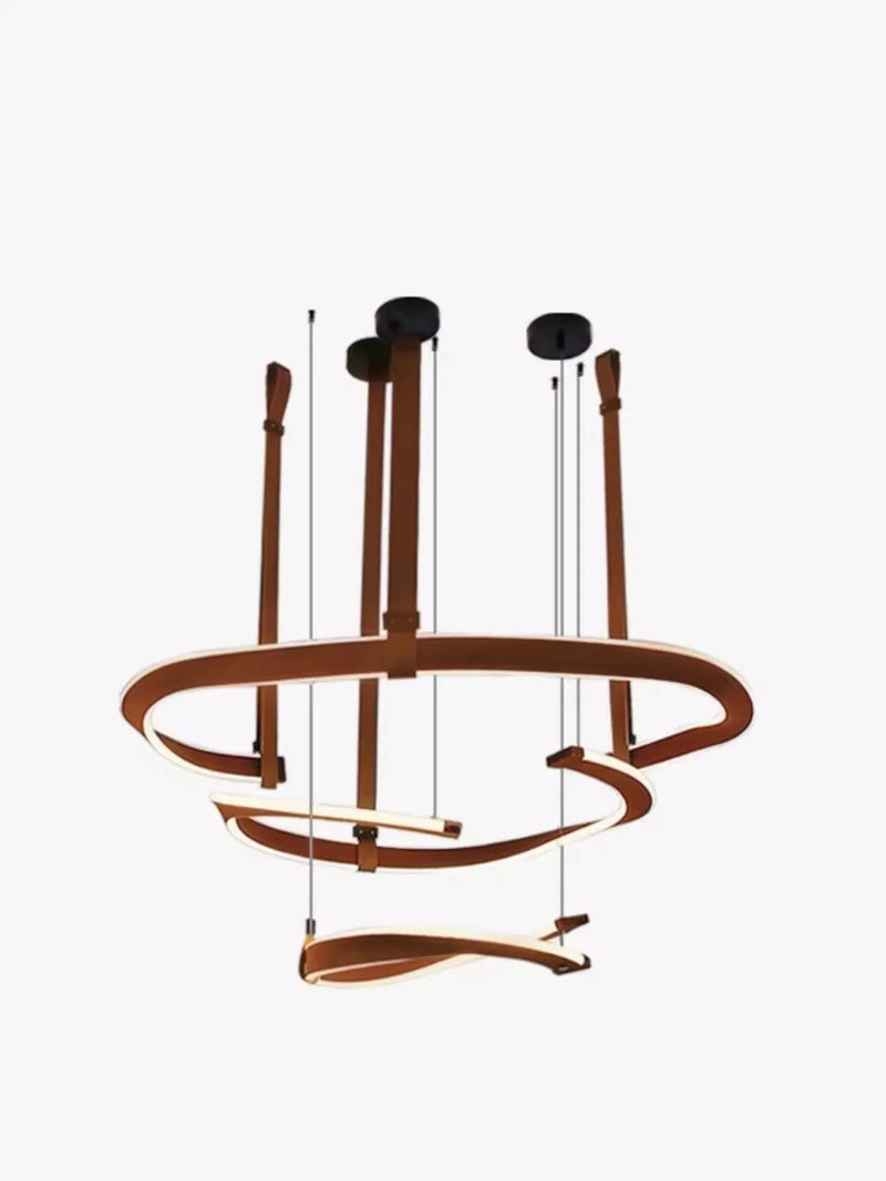Axyaa Leather Ring Hall Chandelier, Postmodern Designer Villa, Grand Restaurant Main Light