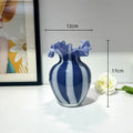 Axyaa Striped Glass Vase with Wavy Edge - Vintage Floral Arrangement Accessories