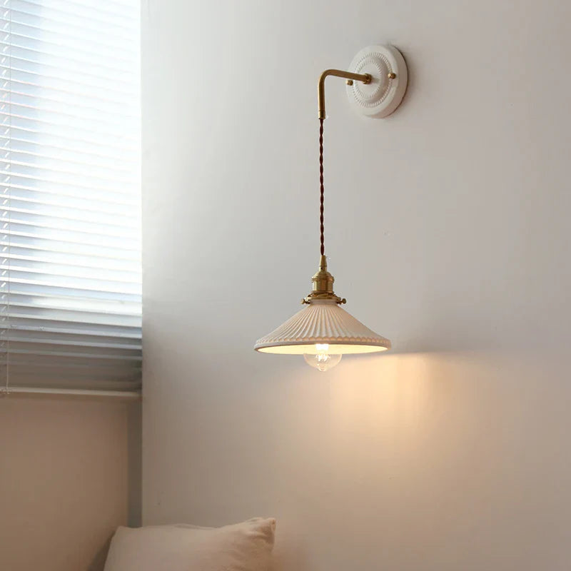 Axyaa Ceramic LED Wall Sconce: Polka Dot Interior Lamp for Bedroom, Bathroom, Loft