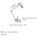 Axyaa Chrome Metal Long Arm Desk Light Adjustable Angle For Bedroom Table Reading.