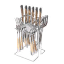 Axyaa Stainless Steel Tableware Set: Steak Knife, Fork, Dessert Spoon - 24pcs