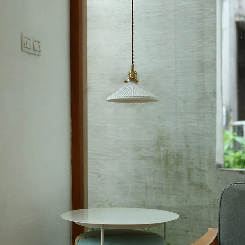 Axyaa White Ceramic LED Pendant Lights: Minimalist Loft Illumination
