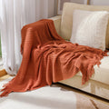 Axyaa Knitted Throw Blanket with Tassel - Summer Decor for Sofa & Bed