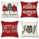 Axyaa Winter Christmas Joyful Pillow Covers for Sofa, Bedroom, Car - Decorative Cushion Cover