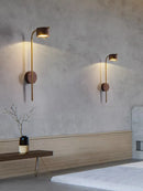 Axya Black Walnut Wood LED Wall Lamp - Modern Nordic Style Bedroom Reading Light