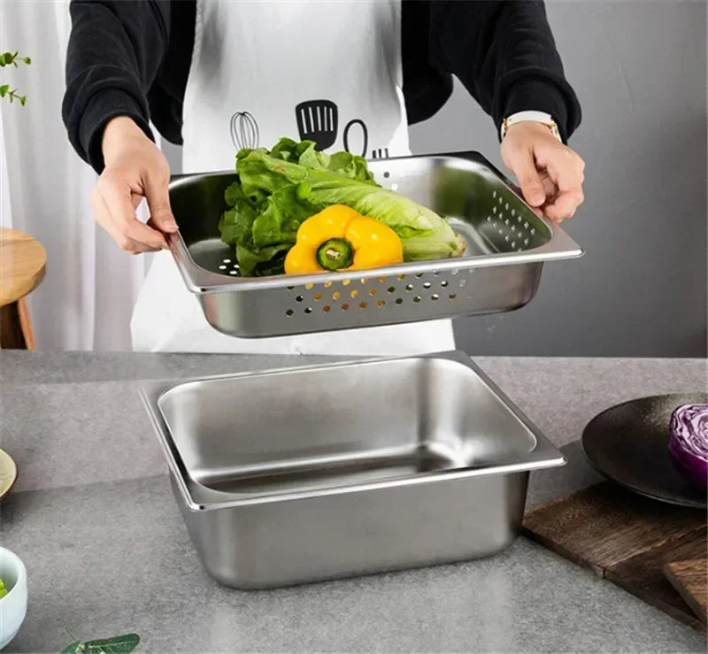 Axya Stainless Steel Mesh Strainer Vegetable Fruit Wash Basket GN Pan Water Filter Tray