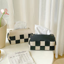 Axya Grid Leather Tissue Box - Home Decor for Table, Kitchen, Bedroom, Desktop
