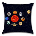 Axyaa Solar System Planets Linen Cushion Cover 45x45cm Bedroom Living Room Sofa Decor