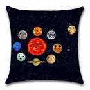 Axyaa Solar System Planets Linen Cushion Cover 45x45cm Bedroom Living Room Sofa Decor