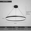 Axyaa Black Circle LED Chandelier Dimmable Pendant Light for Modern Home Decor