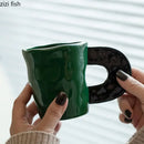 Axya Ceramic Large Handle Mug Set - Stylish Coffee Tea Cup for Home & Office