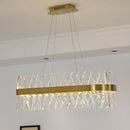 Axyaa Gold Crystal Chandelier - Rectangle LED Dining Room Lighting