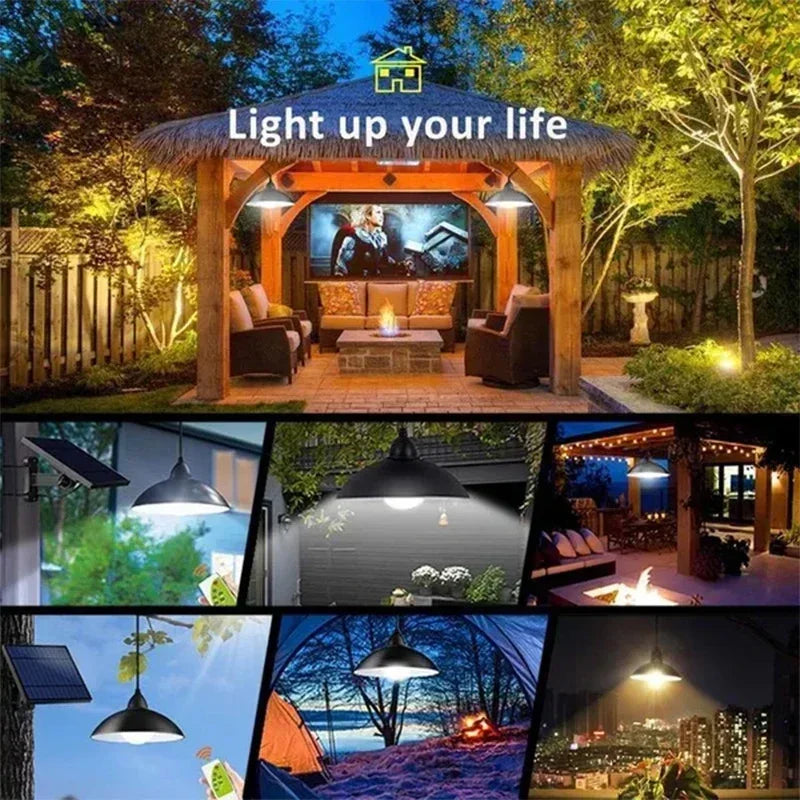Axyaa Solar Outdoor Pendant Light with Remote Control, Waterproof LED Chandelier