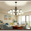 Axyaa European Oil Rubbed Bronze Chandelier with Glass Shades for Living Room & Kitchen