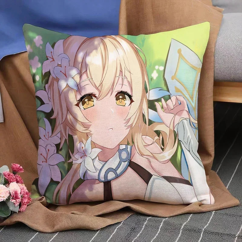 Genshin Impact Anime Pillowcase Cushion Cover 45x45 for Sofa - Axyaa