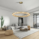 Axyaa Luxury Gold Round LED Chandelier for Living Room, Bedroom, and Dining Table