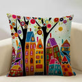 Hand-Painted Retro Country Linen Cushion Cover by Axyaa