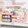 Axyaa Bunny Desk Organizer Office Rack Storage Drawer Pen Holder Cute Kawaii Box