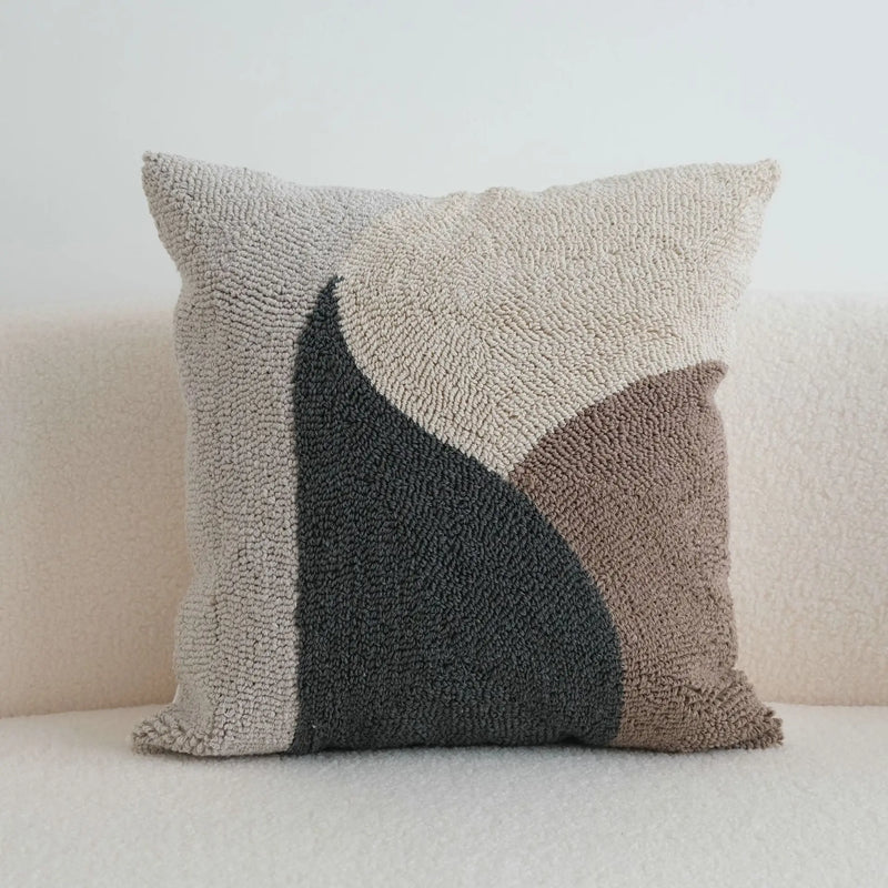 Axyaa Tufted Block Cushion Cover - Beige Black Brown Grey Modern Home Decor