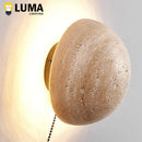 Axyaa Yellow Travertine Wall Lamp - Japanese Style Cave Stone for Home Decor