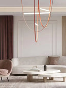 Axyaa Leather Belt Chandelier: Modern Glass Tube Designer Lighting for Home, Restaurant, and Cafe
