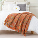 Axyaa Boho Cable Knit Throw Blanket with Tassels for Bed and Sofa