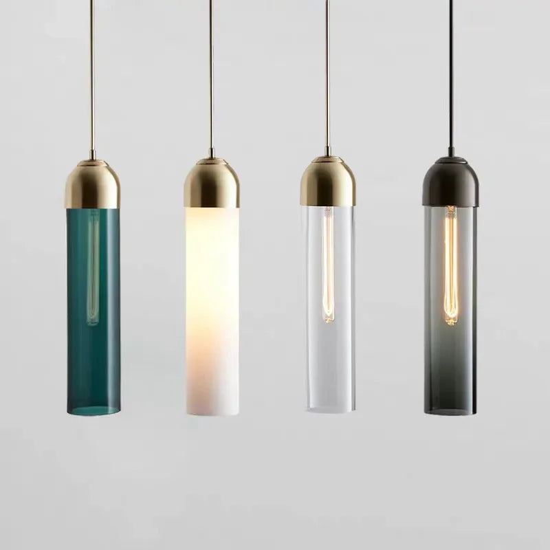 Axyaa Glass Pendant Lamps for Home Decor Lighting with E14 Bulb Base