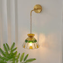 Axyaa Vintage Glass Wall Light with Adjustable LED and Pull Chain Switch
