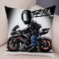 Axyaa Cartoon Motorcycle Polyester Cushion Cover for Home, Car, Sofa - Extreme Sports Theme