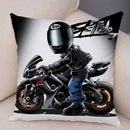 Axyaa Cartoon Motorcycle Polyester Cushion Cover for Home, Car, Sofa - Extreme Sports Theme