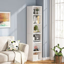 Axyaa 70.9" Tall Modern White Corner Bookcase with 6 Tier Cube Shelves