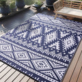 Axyaa Reversible Outdoor Straw Rug Waterproof Boho Patio Mat