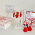Axyaa Strawberry Glass Cup With Straw - Cute & Heat Resistant