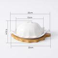 Axyaa Leaf Shaped Ceramic Butter Plate with Lid - Tableware Set