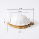 Axyaa Leaf Shaped Ceramic Butter Plate with Lid - Tableware Set