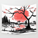 Axyaa Studio Ghibli Anime Landscape Wall Tapestry Cover Beach Towel Blanket
