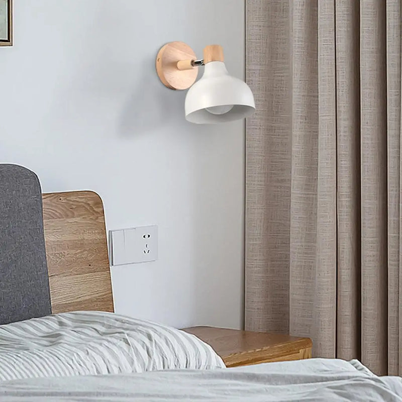 Axya Wood Wall Sconce Lamp E27 Nordic Modern Bedroom Lighting