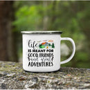 Axyaa Mountain Handle Camping Mug - Adventure Begin Enamel Cup for Camper Lovers