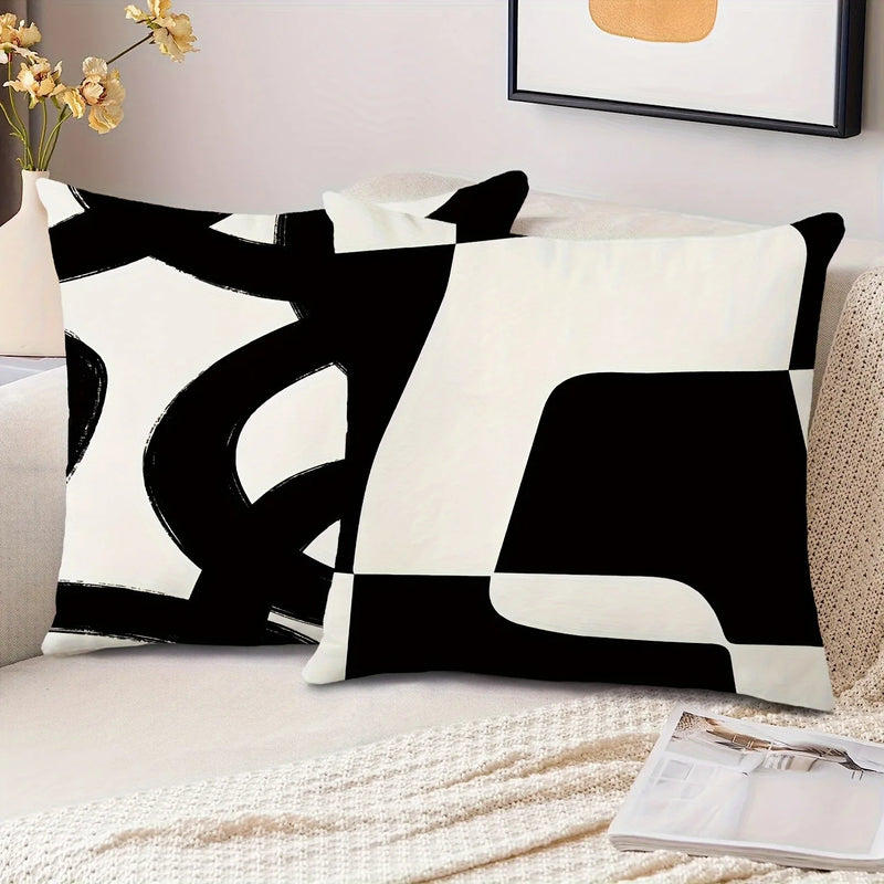 Axyaa Simple Black Line Printed Pillowcase for Living Room Sofa Chair, Home Decor