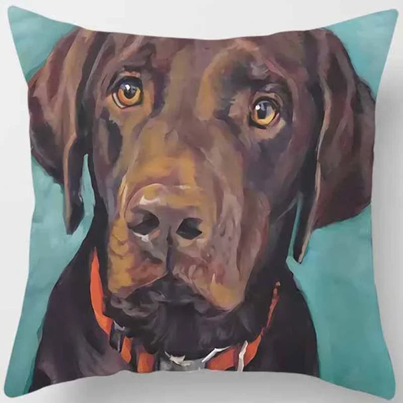 Cute Dog Pattern Square Pillow Covers For Home Decor by Axyaa