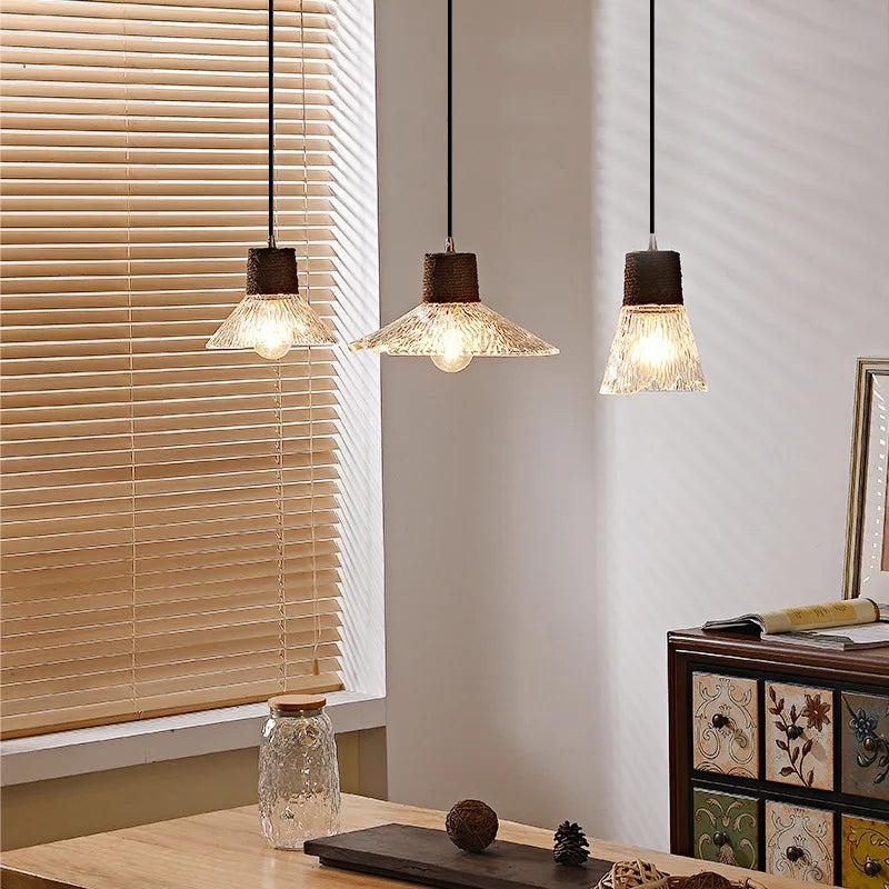 Axyaa Clear Glass LED Pendant Light Chandelier - Home Decor Hanging Lamp
