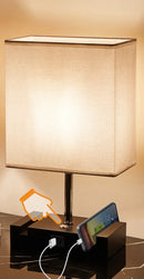 Axyaa Touch Switch Table Lamp with Dual Phone Stands and USB Charging Ports