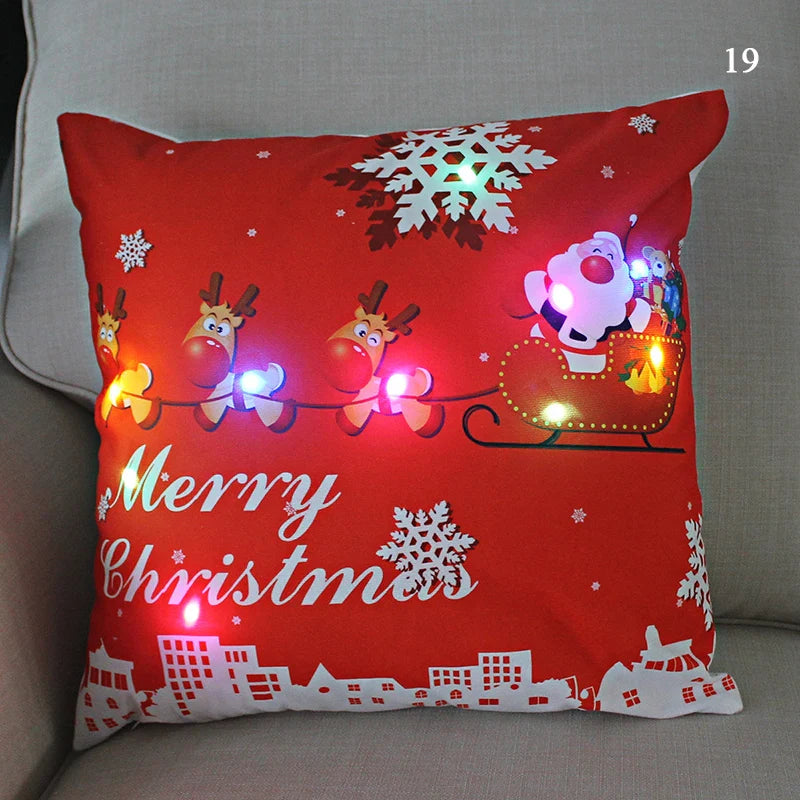 Axyaa LED Santa Claus Cushion Cover: Festive Light-Up Pillowcase for Home Decor