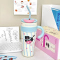 Axyaa Cute Thermos Water Bottle Insulated Stainless Steel Tumbler with Straw