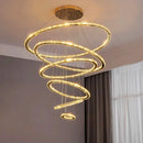 Axyaa Crystal Stair Chandelier - Modern LED Ceiling Hanging Light for Living Room