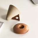 Axyaa Ceramic Coffee Cup Cone Shape Wooden Handle Base Retro Latte Cup
