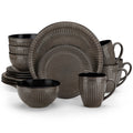 Axyaa Black Relief Ceramic Tableware Set - 16/32 Pieces, Elegant Dinnerware	Collection