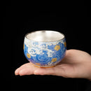 Axyaa Enamel Silver Tea Cup: High-end Chinese Kung Fu Master Ceramic Cup